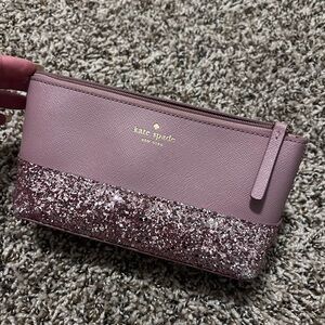 Kate Spade Pink Glitter Cosmetic Bag